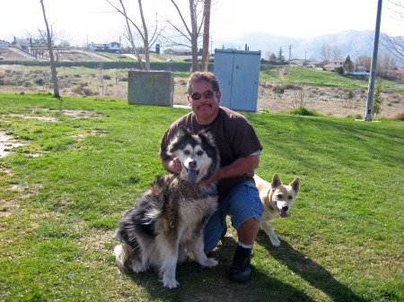 Vic and the dogs at the park