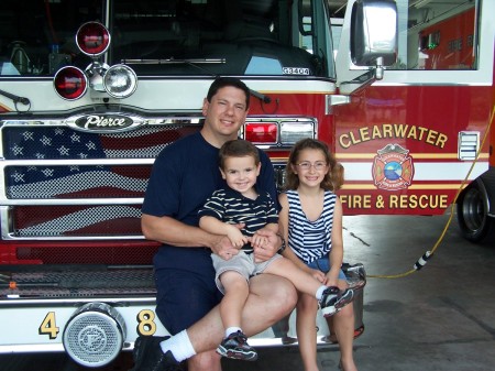 Pete & kids at his station