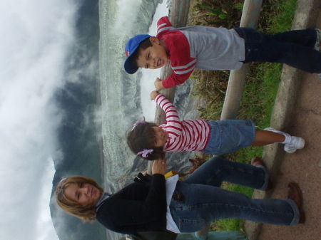 My kids  and me at Poas Volcano