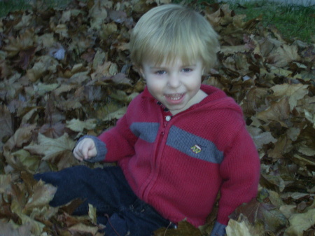 My son in the leaves 2007