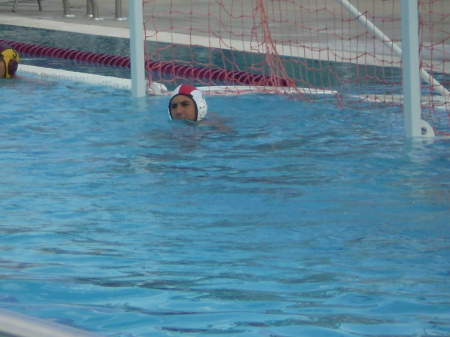 waiting for waterpolo game to start ..goalie
