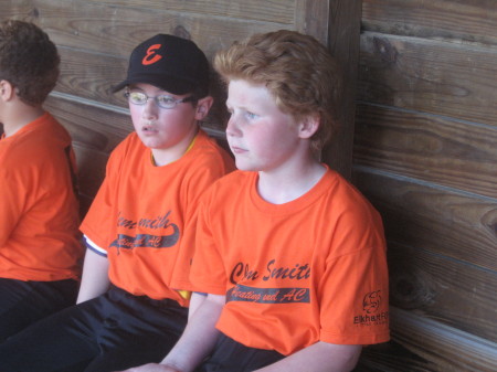 My Son looking serious at Baseball Game