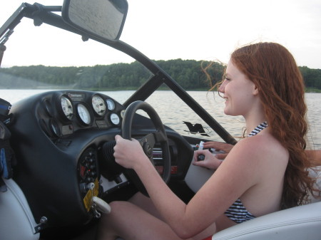 Brittany learned how to drive boat