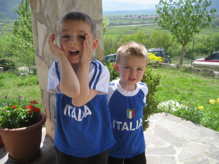 Eric and Ryan supporting Italian soccer!