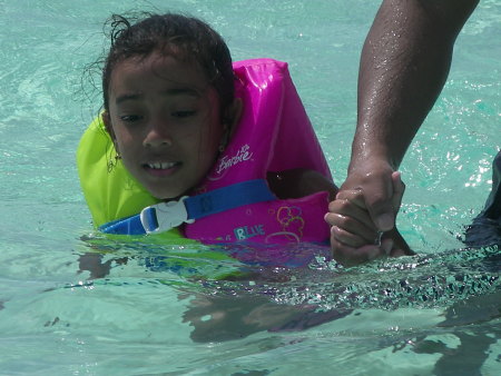 Cherie at Stingray City, Cayman Islands