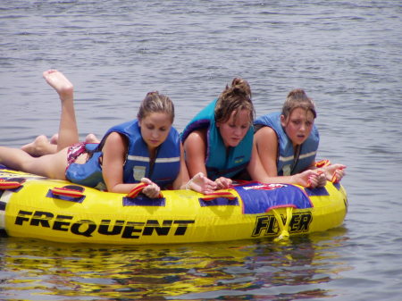 Taylor, Erin and Meghan behind the boat