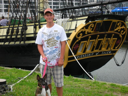 My son, Casey and my grand-dog, Mango