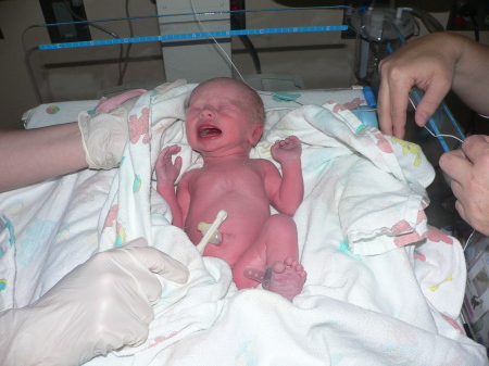 Elle right after she was born