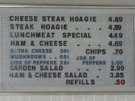 Gabriel's Cheese Steak Hoagie's Menu