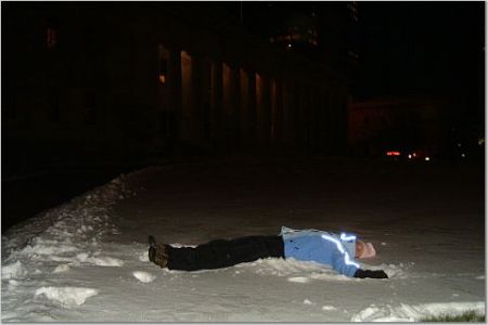 Making snow angels