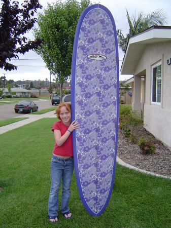 Allyson's first surfboard