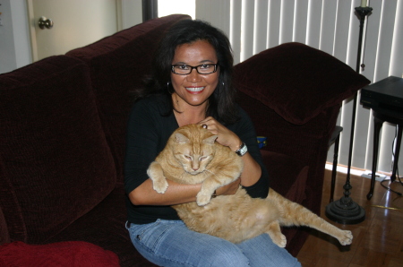 Jake, my adopted cat, and me. June 2008