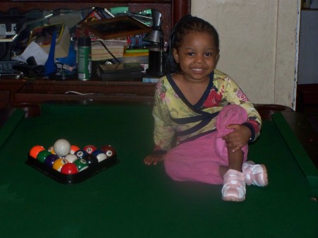 my baby girl on my pool table