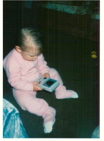 Makenzie honing her Gameboy skills