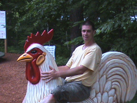 my husband and his big - hum- chicken!