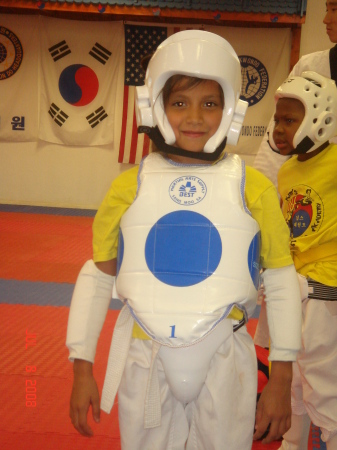 Amanda in her Karate class