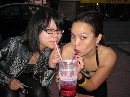 me and Jodi drinking special Slurpees (2008)