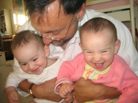 Dad loving his girls, 2006