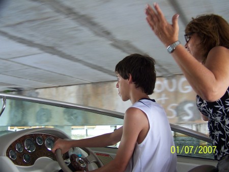 Mom I can drive a boat now can I drive the car
