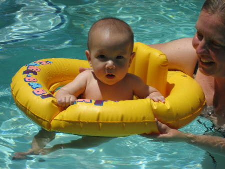 My nephews first swim.