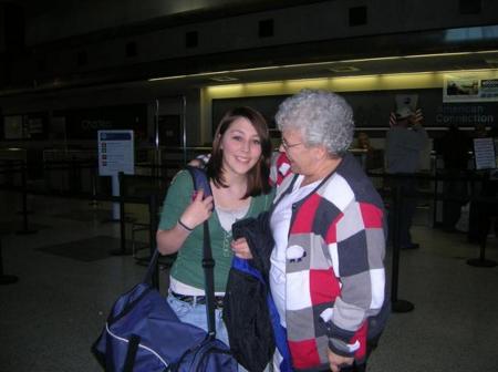 Kristen with grandma(My Mom) at airport