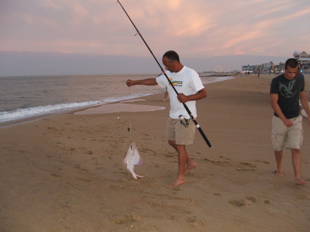 Fishing down the shore