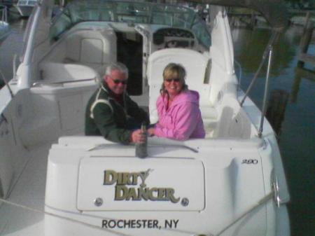 Husband, Tommy and I on our boat