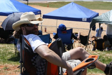 Watching the bike races at Road Atlanta