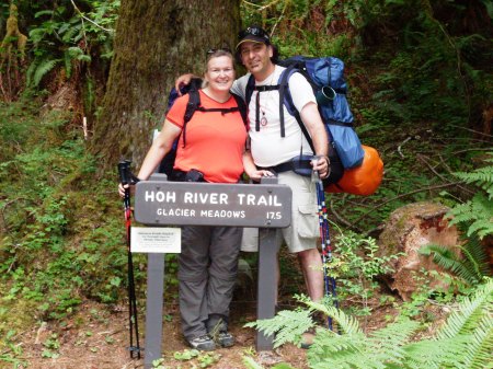 At the start of he Hoh River Trail