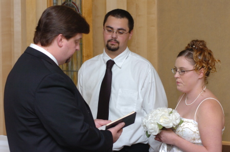 dj and i saying our vows