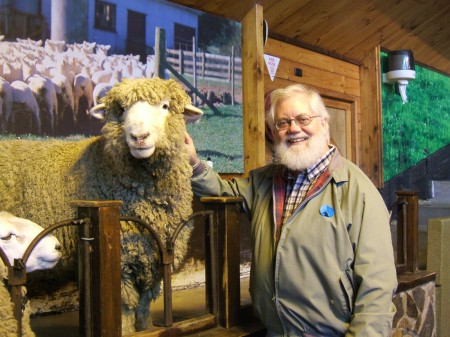 Roy and sheep in New Zealand