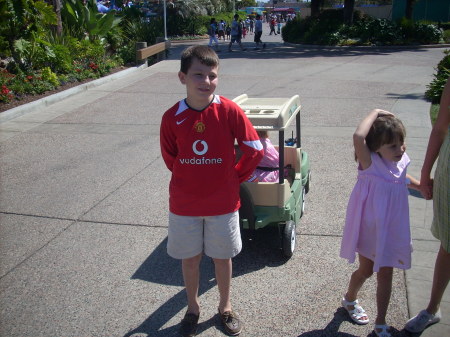 Connor pulling our wagon