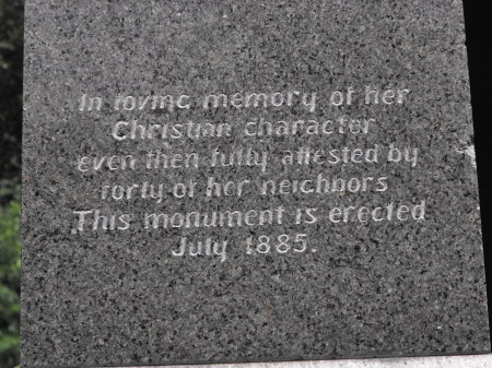 wording on the tomb stone of rebecca