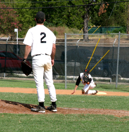 Me stretching it out at first base