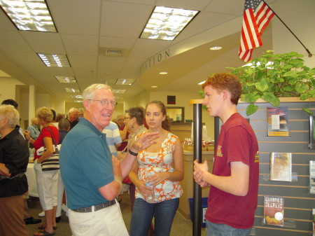 Talking with seniors in the library