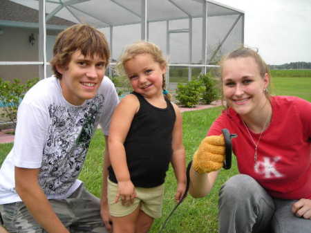 Ricky, Arianna & Chelsey w/snake