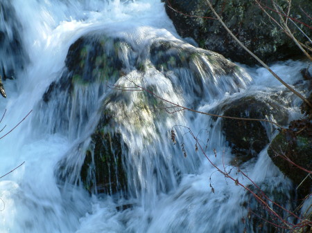 water hitting rocks