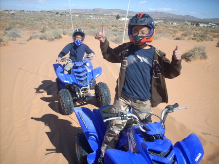 Nick and Nathan at Red Sands with their bikes