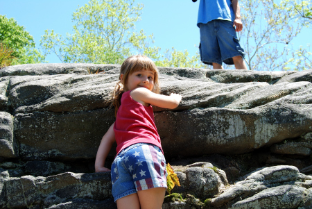 Paige rock climbing