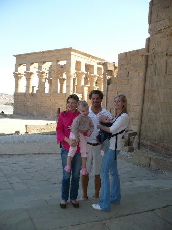 My family in front of a temple in Egypt