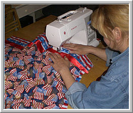 Making blankets for deployed/wounded soldiers