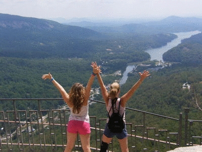 My daughter & I on top of Chimney Rock