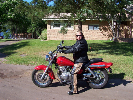 Jodi on the Suzuki.