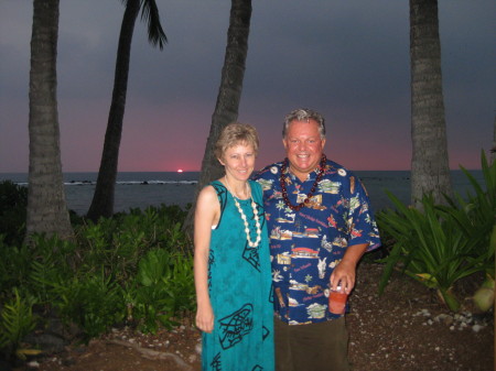 Bruce & Kelly Luau sunset in Kona, HI