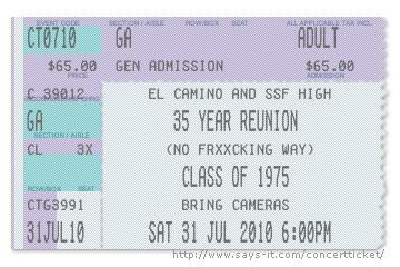 35 year Reunion Ticket
