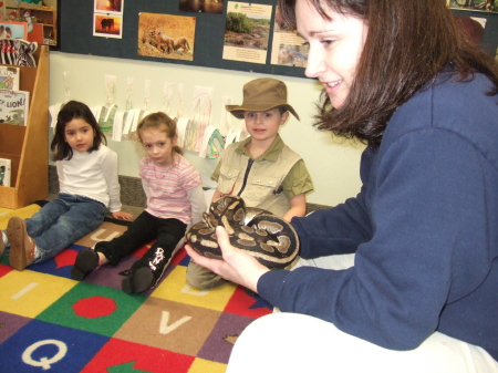 With a snake at preschool
