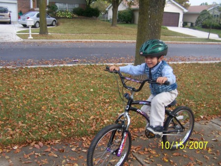 Julian riding his bike