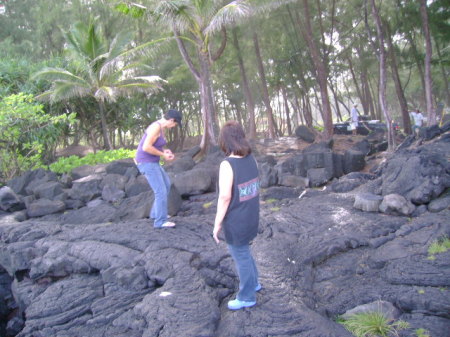 Walking on the lava rocks