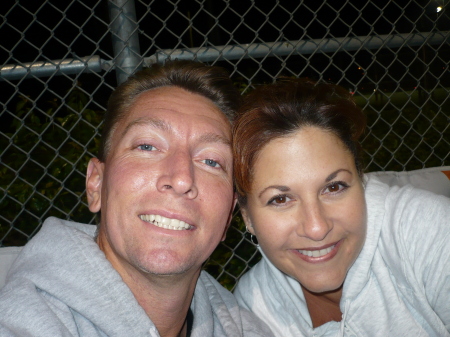 Me and Dave keeping warm at soccer prac 9/2008