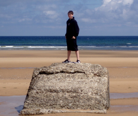 My son , Cameron,  at Normandy Beach in France